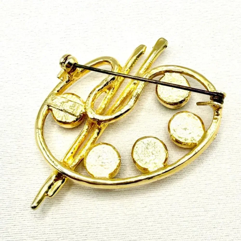 Vintage MJENT VTG Jeweled Gold Tone Artist's Paint Brush Palette Pin Brooch